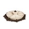 Contemporary Home Living 21" Cream and Bronze Round Wooden Lazy Susan with Acanthus Leaf Metal Base